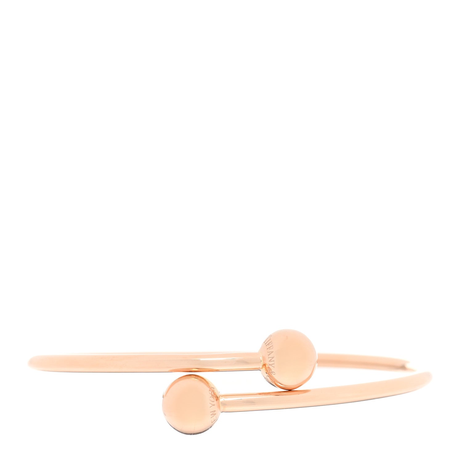Tiffany 18K Rose Gold 8mm HardWear Ball Bypass Bracelet 1 of 3