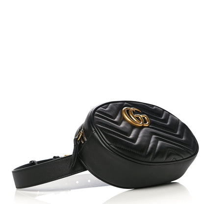 Gucci Calfskin Matelasse GG Marmont Belt Bag 75 30 Black 3 of 14