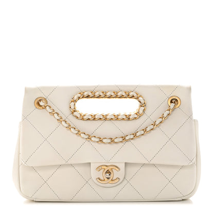 Chanel Lambskin A Real Catch Flap Bag White 1 of 32