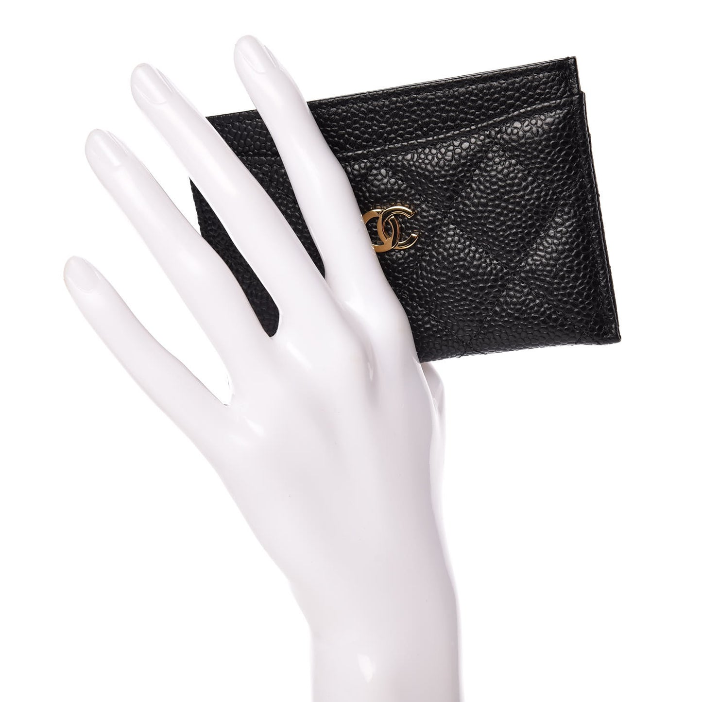 Caviar Quilted Card Holder Black