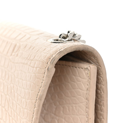 Saint Laurent Calfskin Crocodile Embossed Small Classic Monogram Kate Tassel Satchel Crema Soft 21 of 21