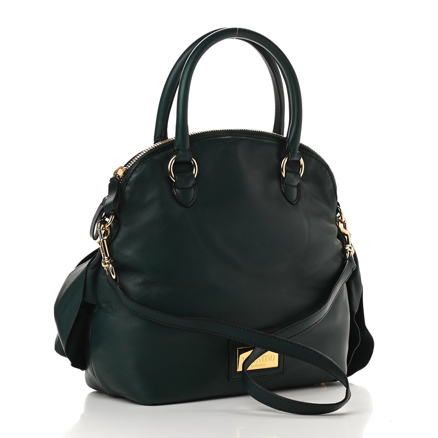 Valentino Garavani Nappa Pleated Petale Tote Green 3 of 12