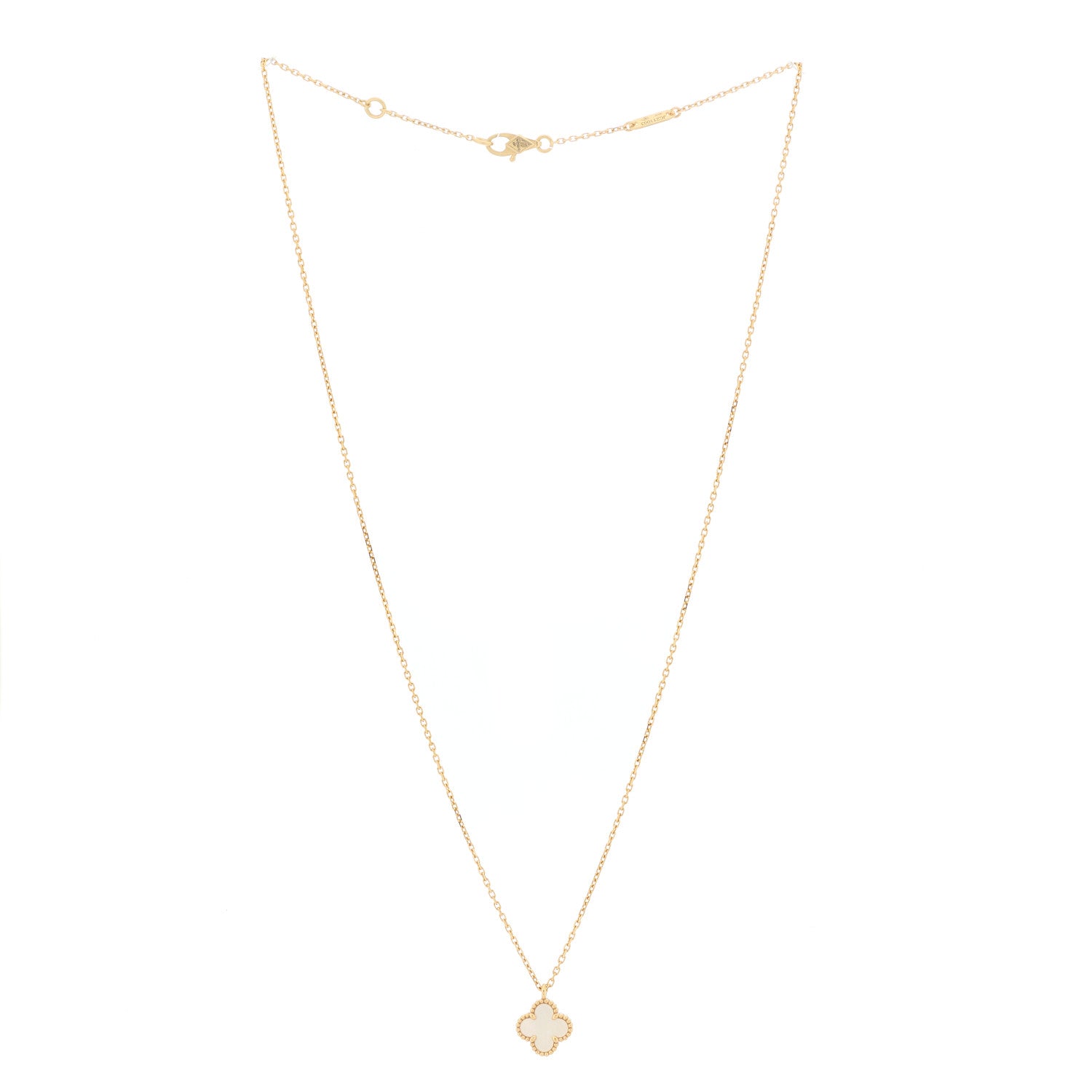 Van Cleef & Arpels 18K Yellow Gold Mother of Pearl Sweet Alhambra Pendant Necklace 3 of 6