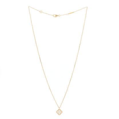 Van Cleef & Arpels 18K Yellow Gold Mother of Pearl Sweet Alhambra Pendant Necklace 3 of 6