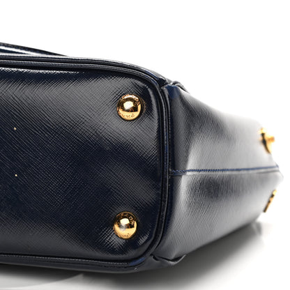 Prada Saffiano Vernice Mini Galleria Double Zip Tote Baltico 7 of 17