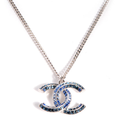Chanel Crystal Baguette CC Necklace Blue 1 of 4