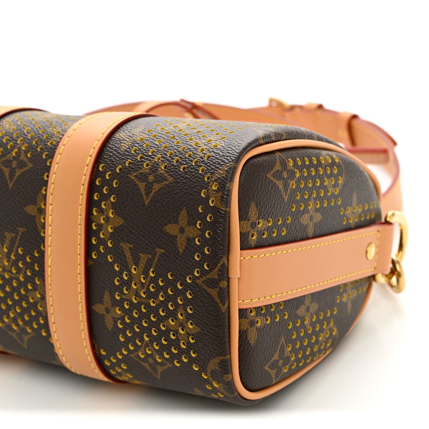 Grid Perforated Monogram Heritage Keepall Bandouliere 25 Yellow