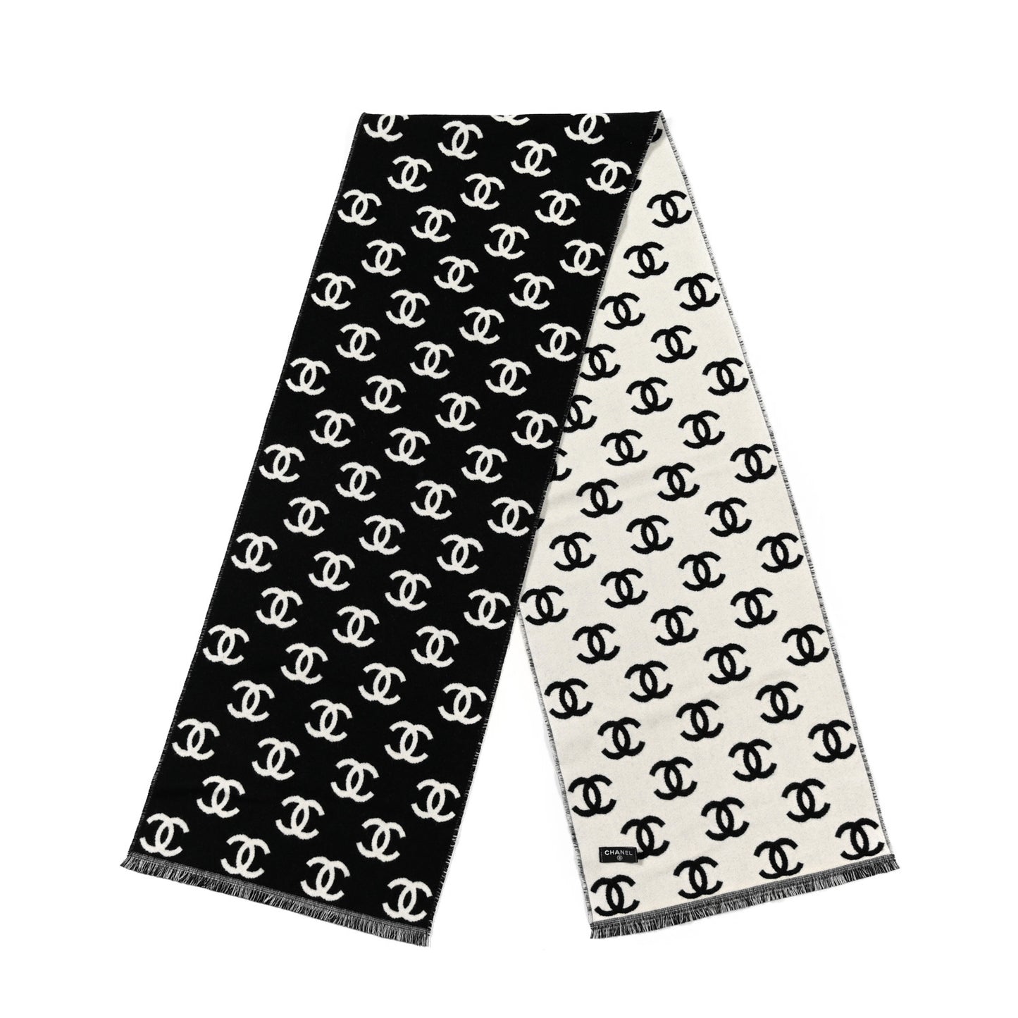 Wool Cashmere CC Scarf Black White