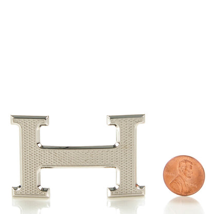 Hermes Palladium Guilloche 32mm H Belt Buckle 2 of 5