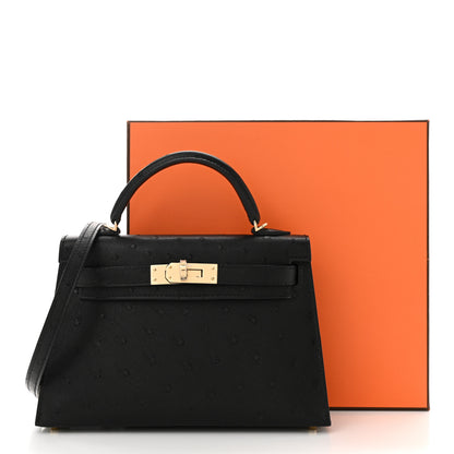 Hermes Ostrich Kelly Sellier Mini 20 Black 11 of 11