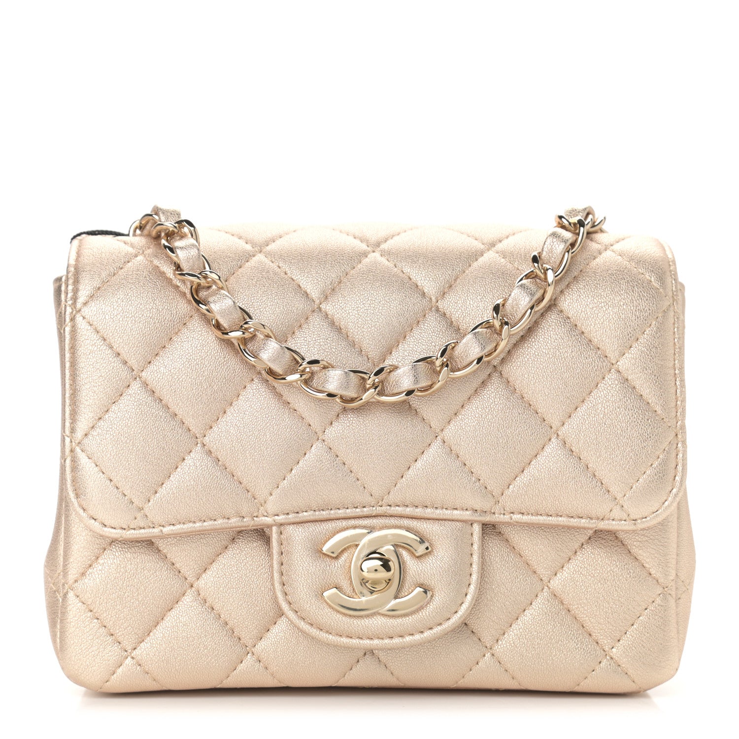 Chanel Metallic Lambskin Quilted Mini Square Flap Gold 1 of 8