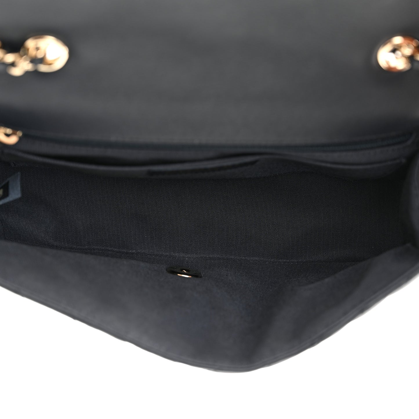 Calfskin Chevron Quilted Small Statement Flap Navy Blue