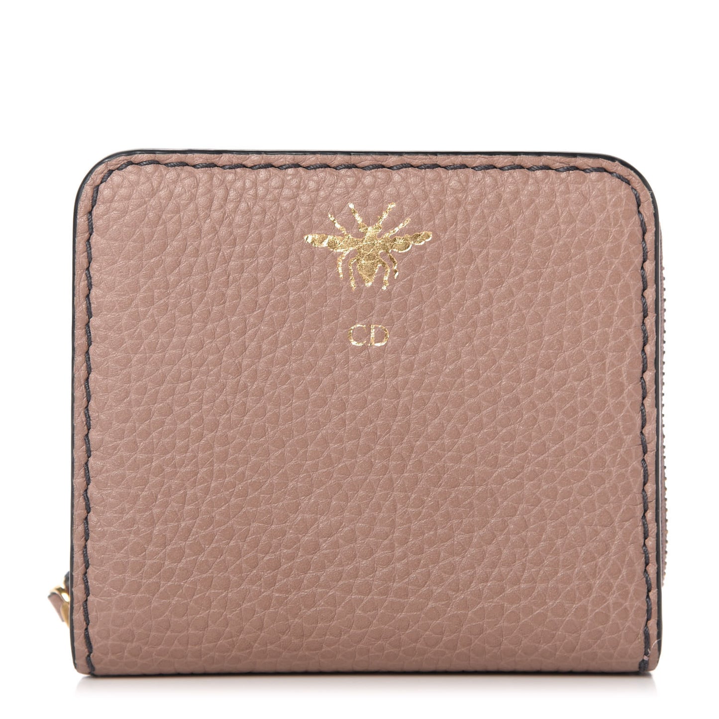 Calfskin D-Bee Compact Wallet Beige