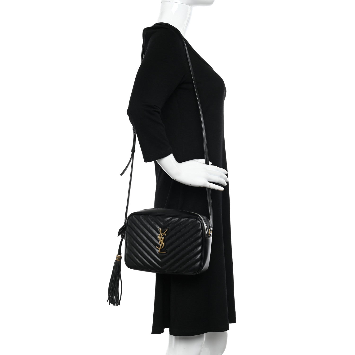 Saint Laurent Calfskin Matelasse Monogram Lou Camera Bag Black 2 of 10