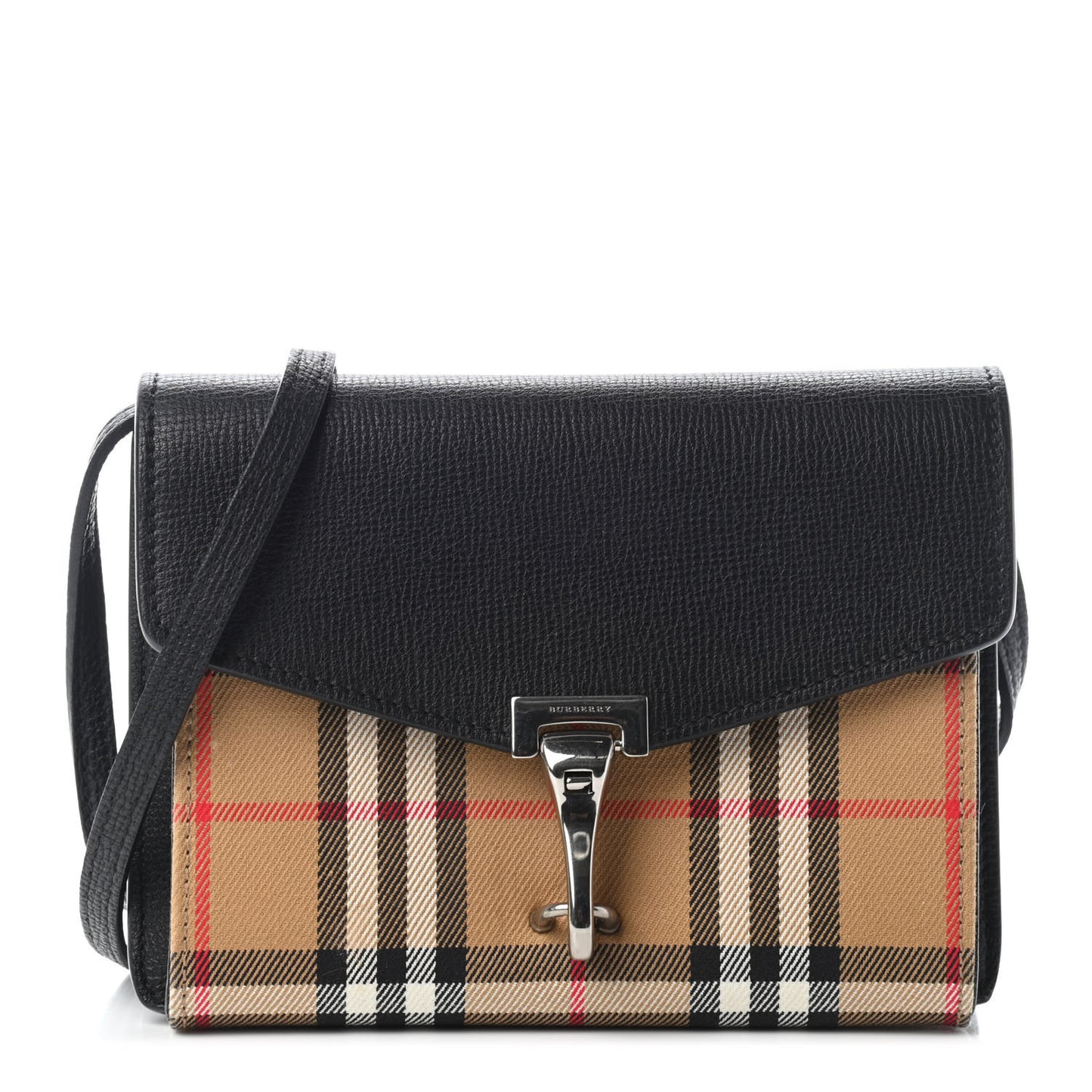 Grainy Calfskin Vintage Check Mini Macken Crossbody Bag Black