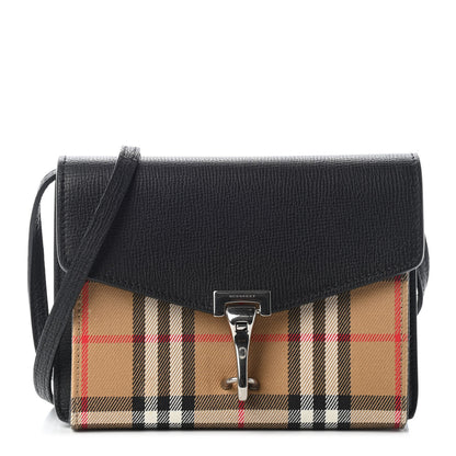 Burberry Grainy Calfskin Vintage Check Mini Macken Crossbody Bag Black 1 of 8