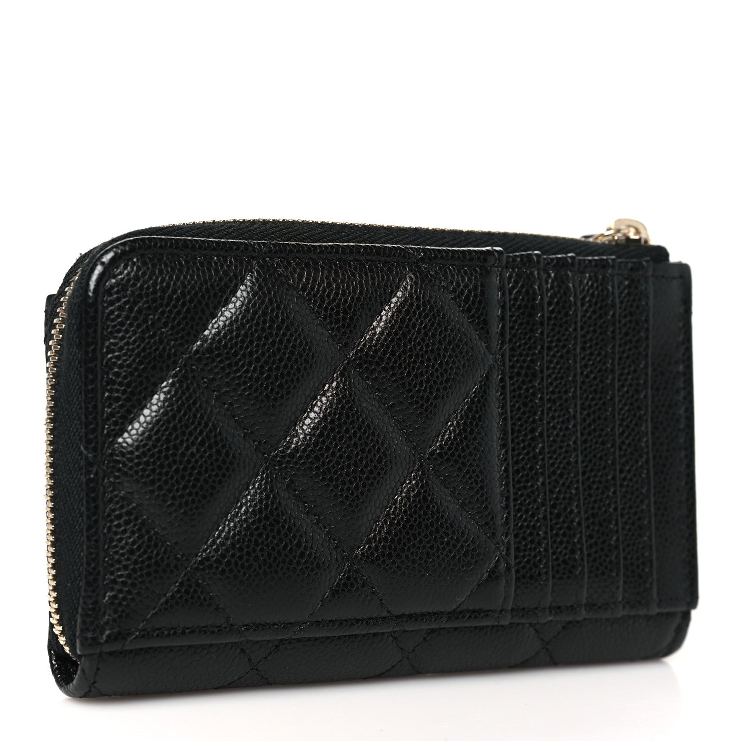 Chanel Caviar Quilted CC Zip Around Card Holder Black 3 of 9