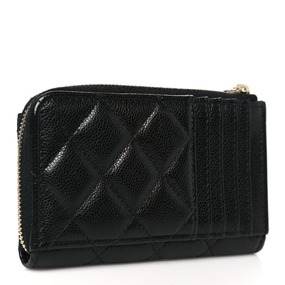 Chanel Caviar Quilted CC Zip Around Card Holder Black 3 of 9