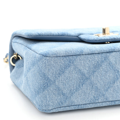 Chanel Denim Quilt Print Mini Rectangular Flap Light Blue 9 of 11