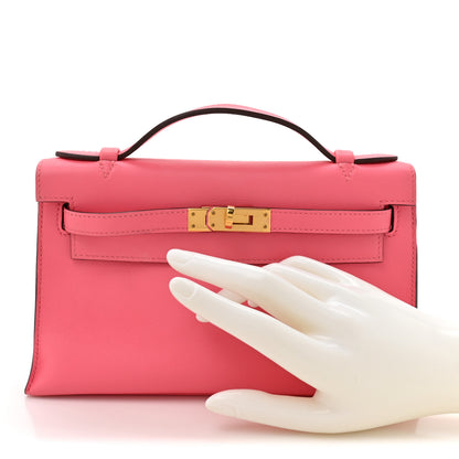 Hermes Swift Kelly Pochette Clutch Rose Azalee 2 of 9