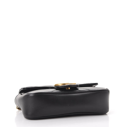 Gucci Calfskin Matelasse Super Mini GG Marmont Shoulder Bag Black 5 of 10