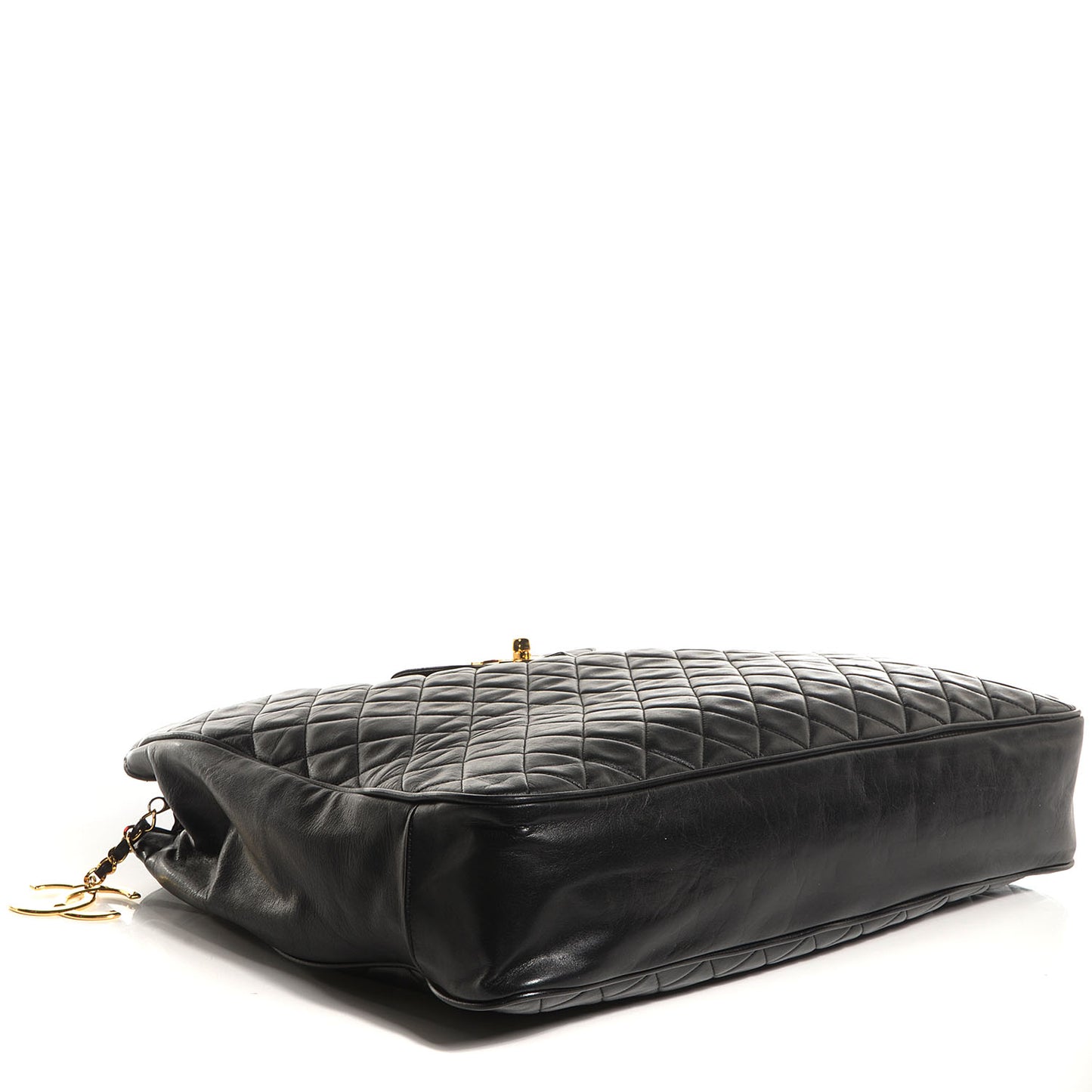 Lambskin Quilted Weekender Bag Black