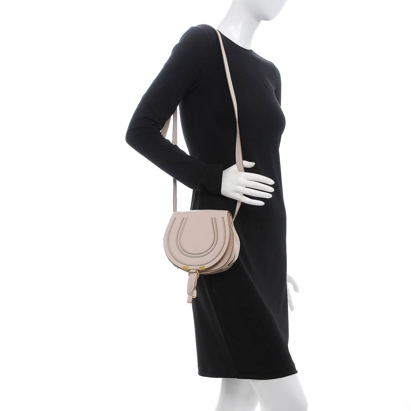 Calfskin Mini Marcie Round Crossbody Bag Abstract White