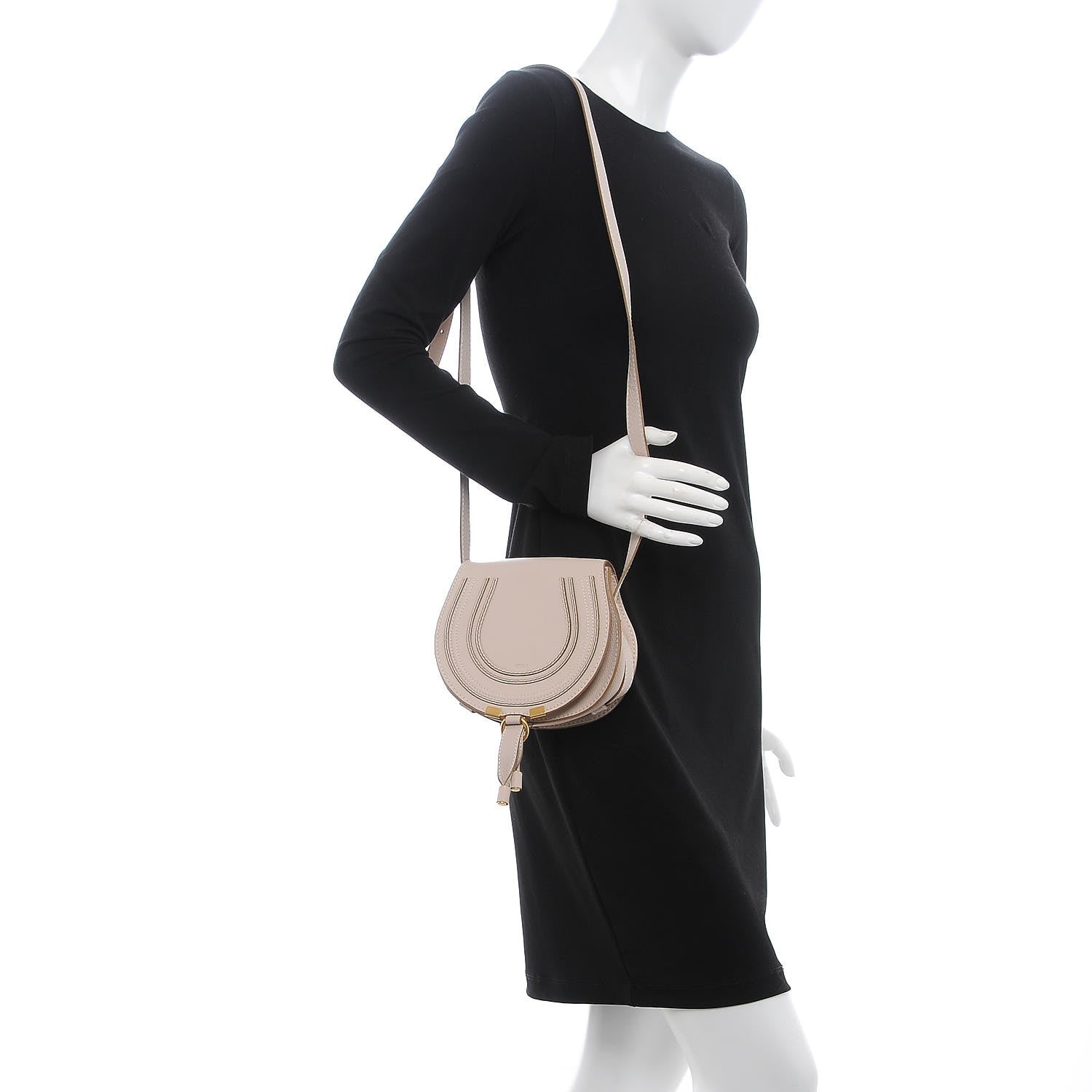 Chloe Calfskin Mini Marcie Round Crossbody Bag Abstract White 2 of 8
