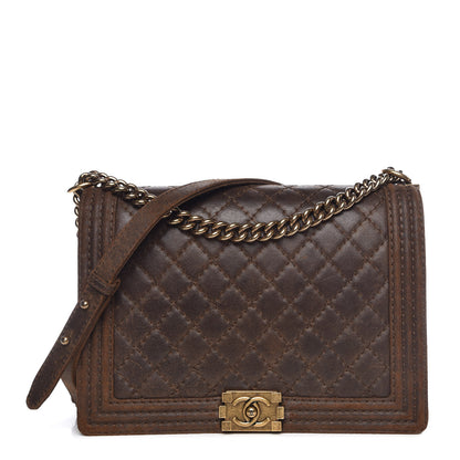 Chanel Nubuck Quilted Large Boy Flap Brown 1 of 11