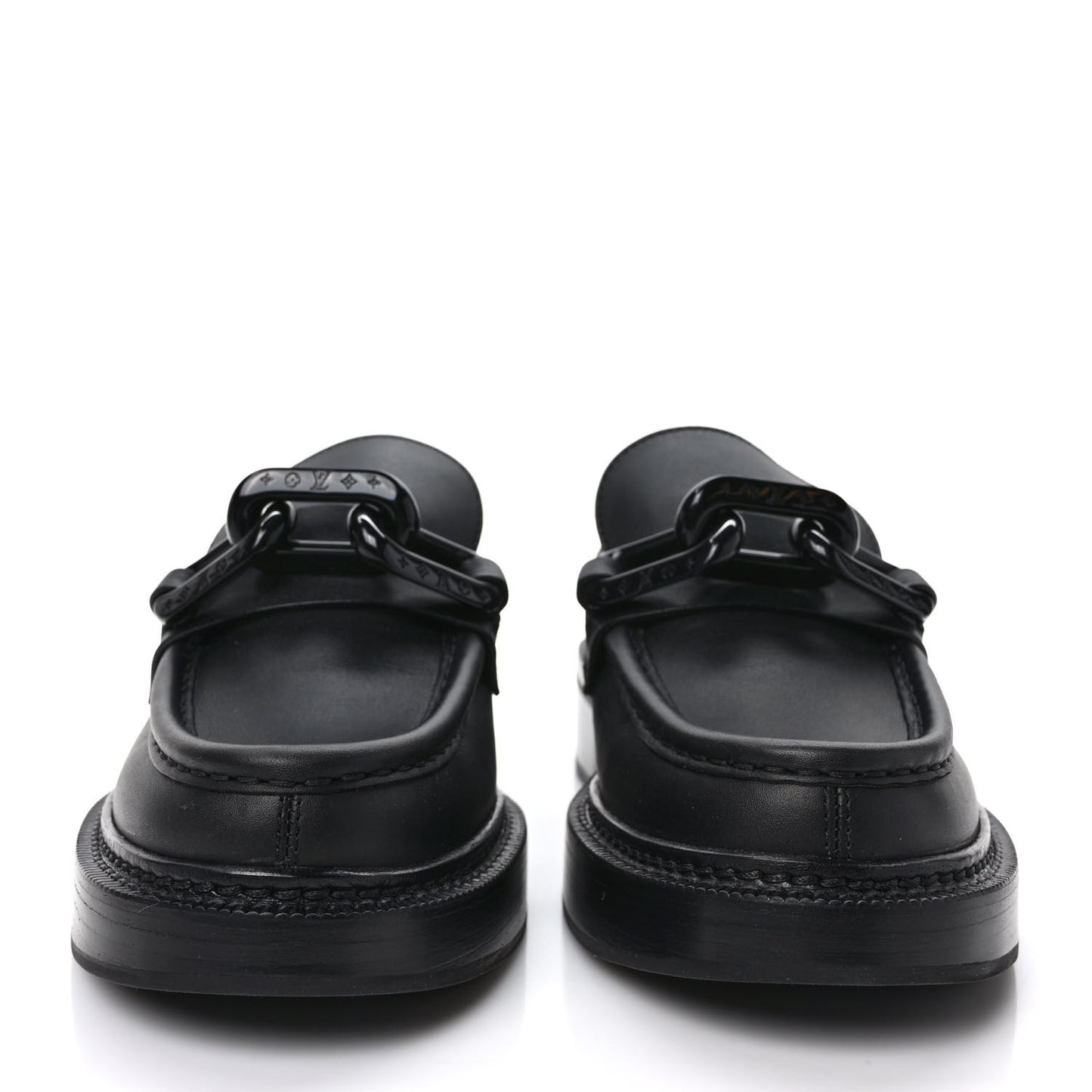 Calfskin Oversized Chain Academy Loafers 39.5 Black