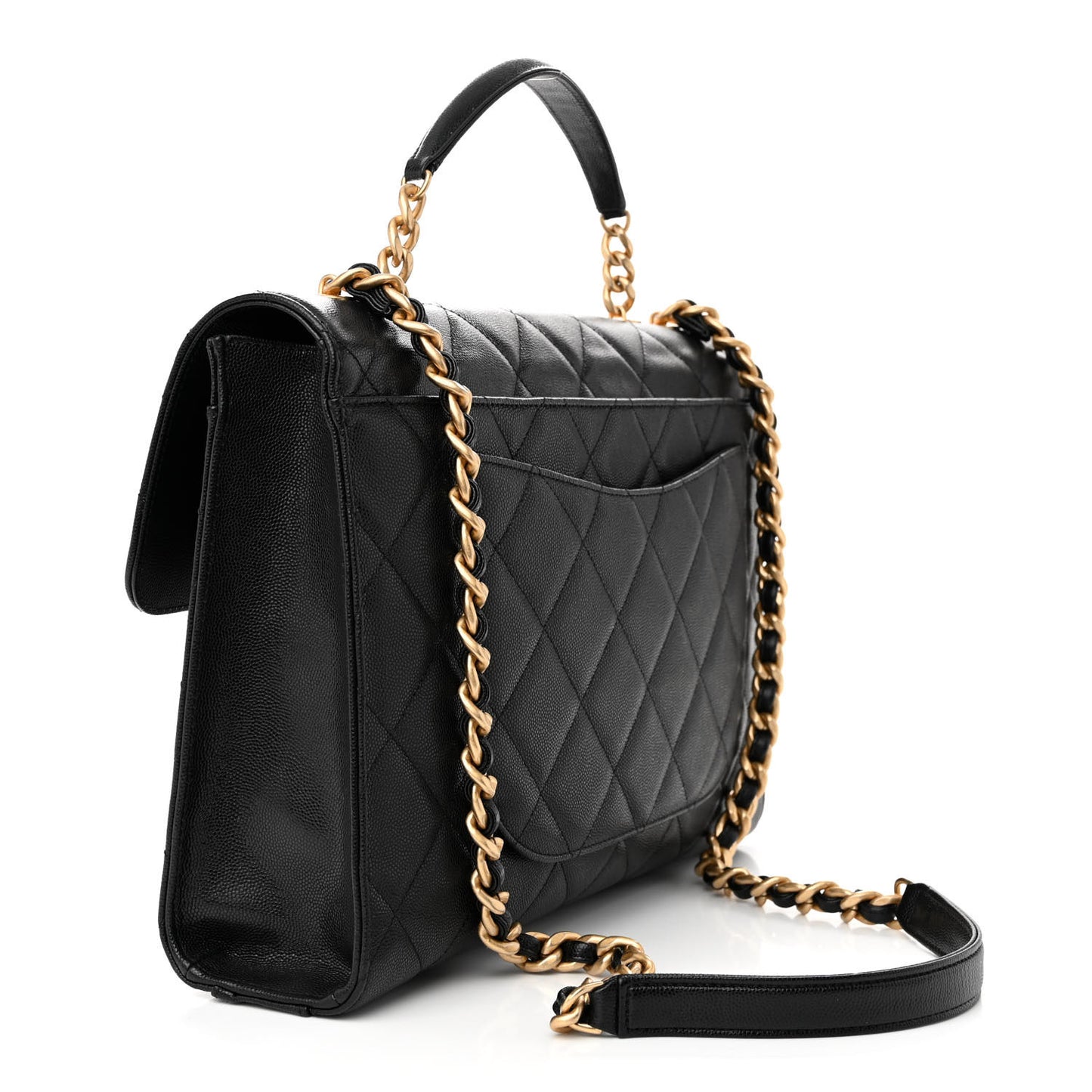 Caviar Quilted Carry Me Top Handle Flap Black