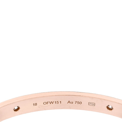 Cartier 18K Pink Gold 4 Diamond LOVE Bracelet 18 5 of 7