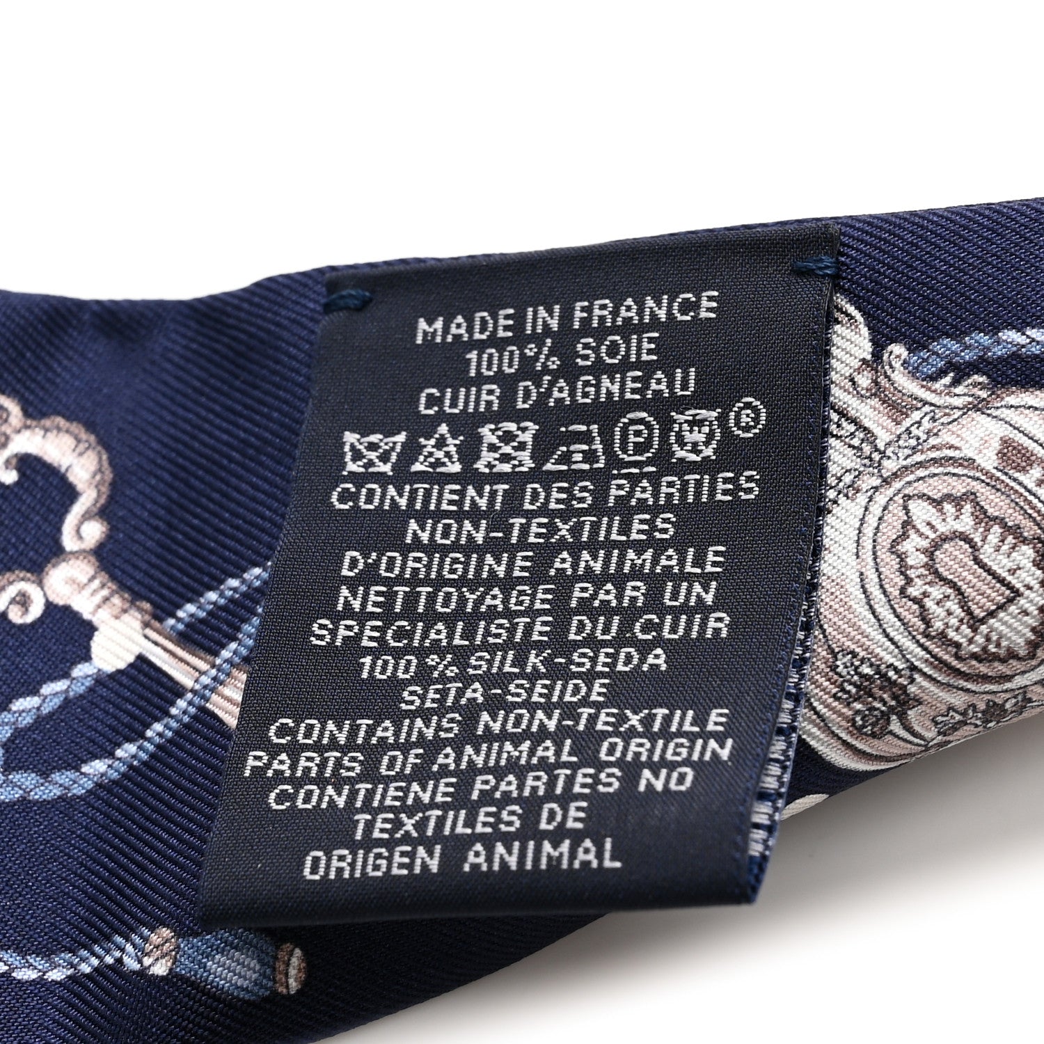 Hermes Silk Metallic Agneau Les Cles A Pois Fringed Twilly Bleu Marine Gris Argent Multicolor 4 of 4
