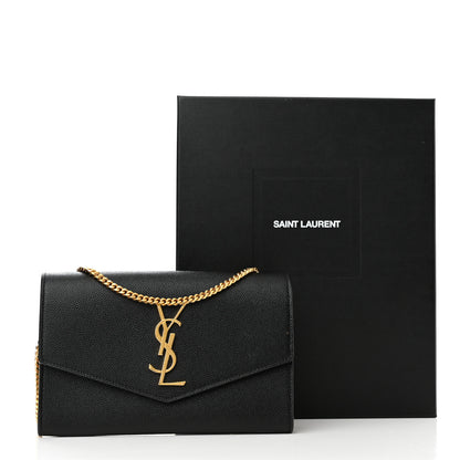 Saint Laurent Grain De Poudre Uptown Chain Wallet Black 14 of 14