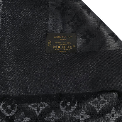 Louis Vuitton Silk Wool Monogram Denim Shawl Black 3 of 4