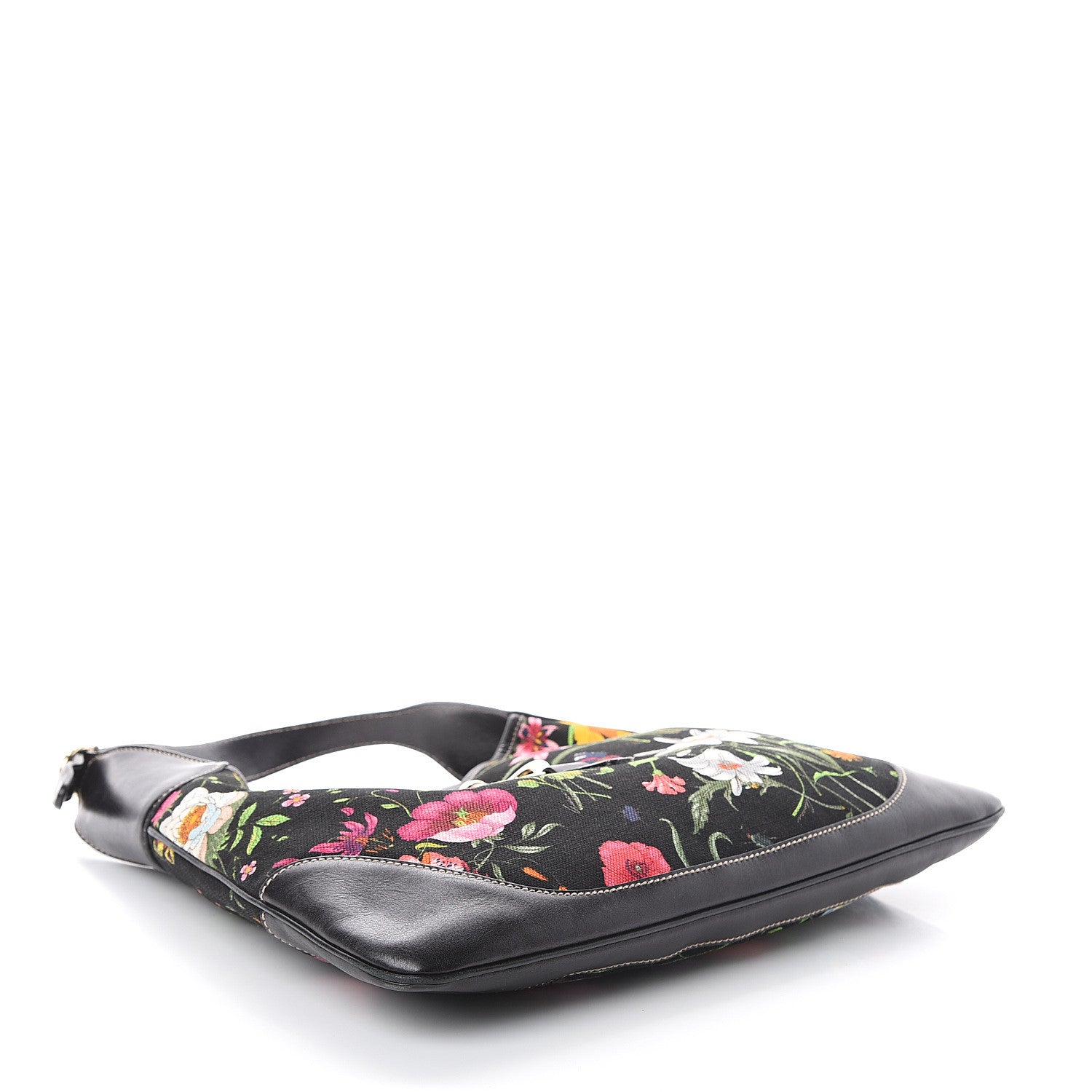 Gucci Canvas Floral Flora Medium Jackie O Bouvier Hobo Black 3 of 8