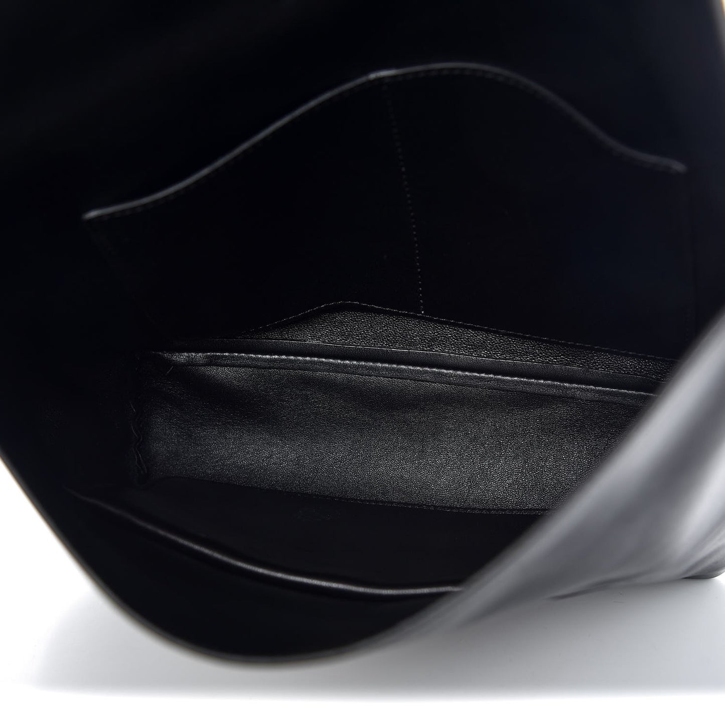 Lambskin Flap Clasp Shoulder Bag Black