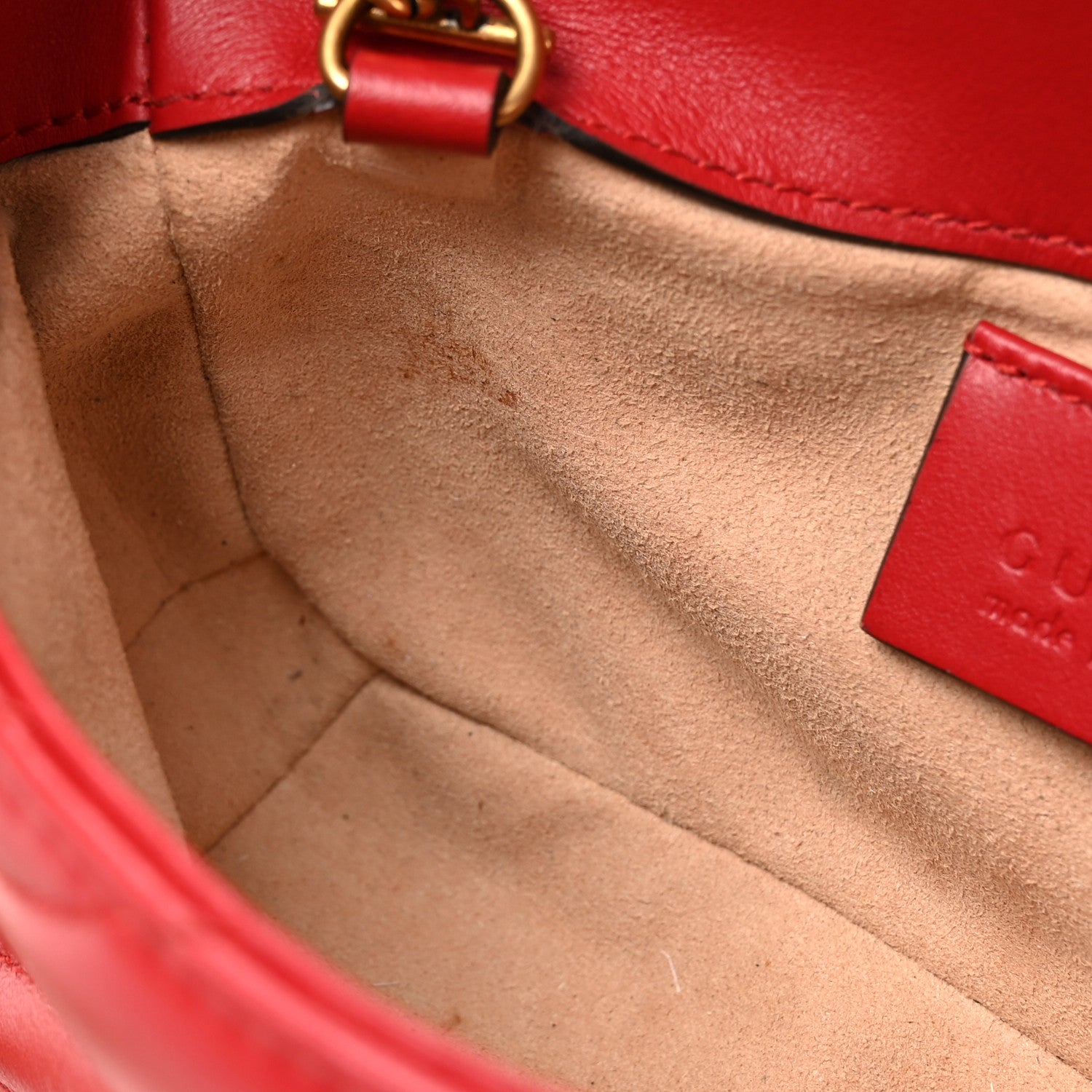 Gucci Calfskin Matelasse Super Mini GG Marmont Shoulder Bag Hibiscus Red 13 of 14