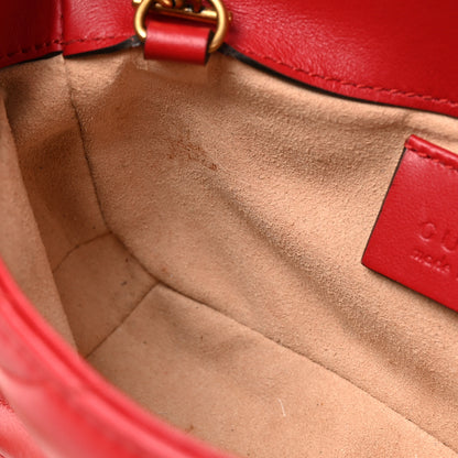 Gucci Calfskin Matelasse Super Mini GG Marmont Shoulder Bag Hibiscus Red 13 of 14