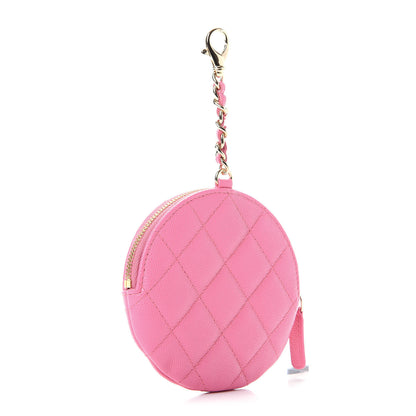 Chanel Caviar Quilted Round Clip On Coin Purse Pink 2 of 6