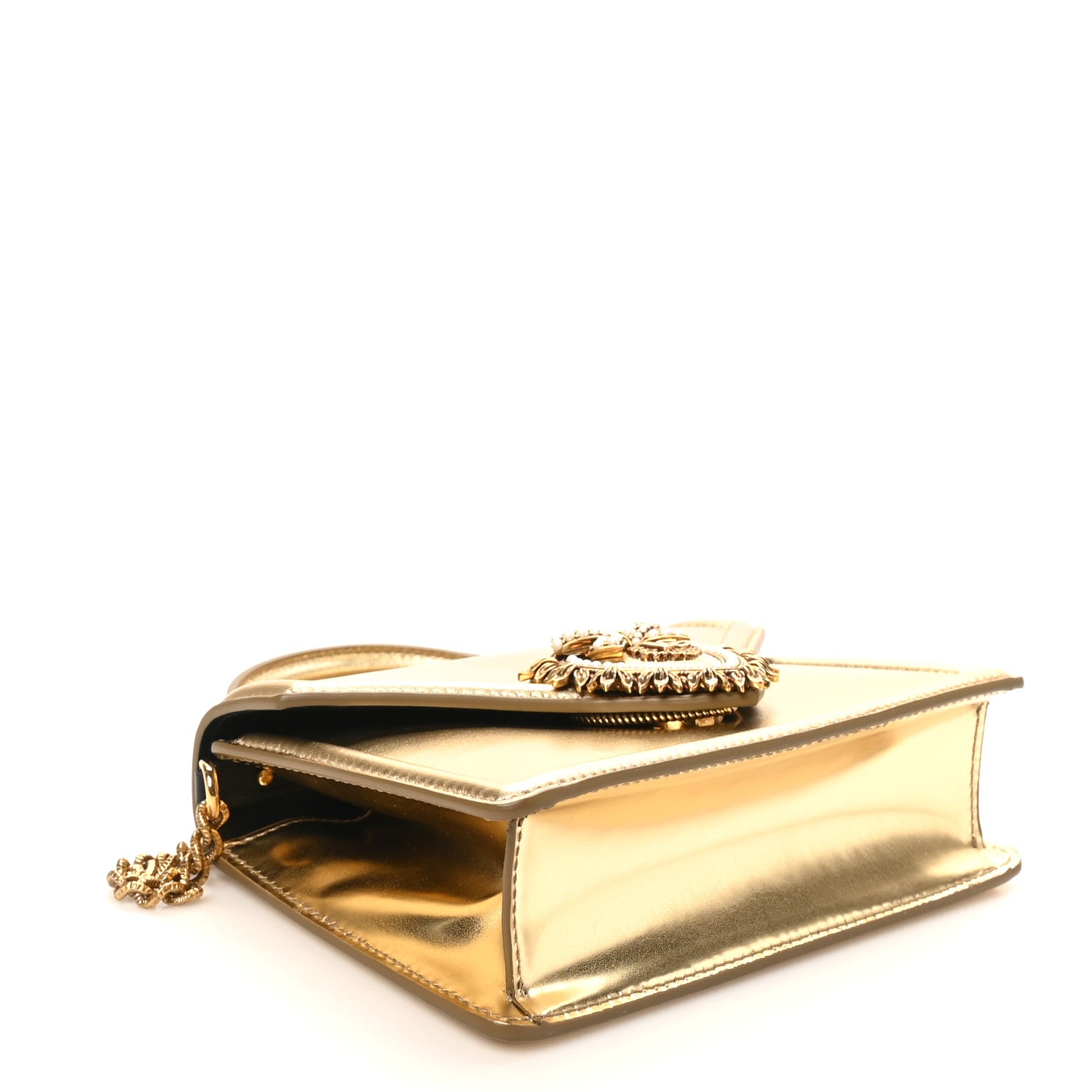 Dolce & Gabbana Metallic Nappa Small Devotion Envelope Top Handle Bag Gold 4 of 10
