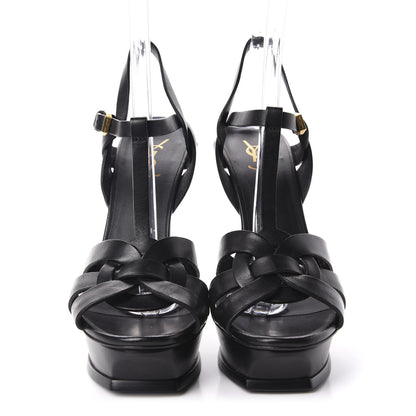 Saint Laurent Calfskin Tribute 105 Platform Sandals 41 Black 2 of 9