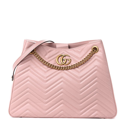 Gucci Calfskin Matelasse Medium GG Marmont Shoulder Tote Bag Perfect Pink 1 of 10