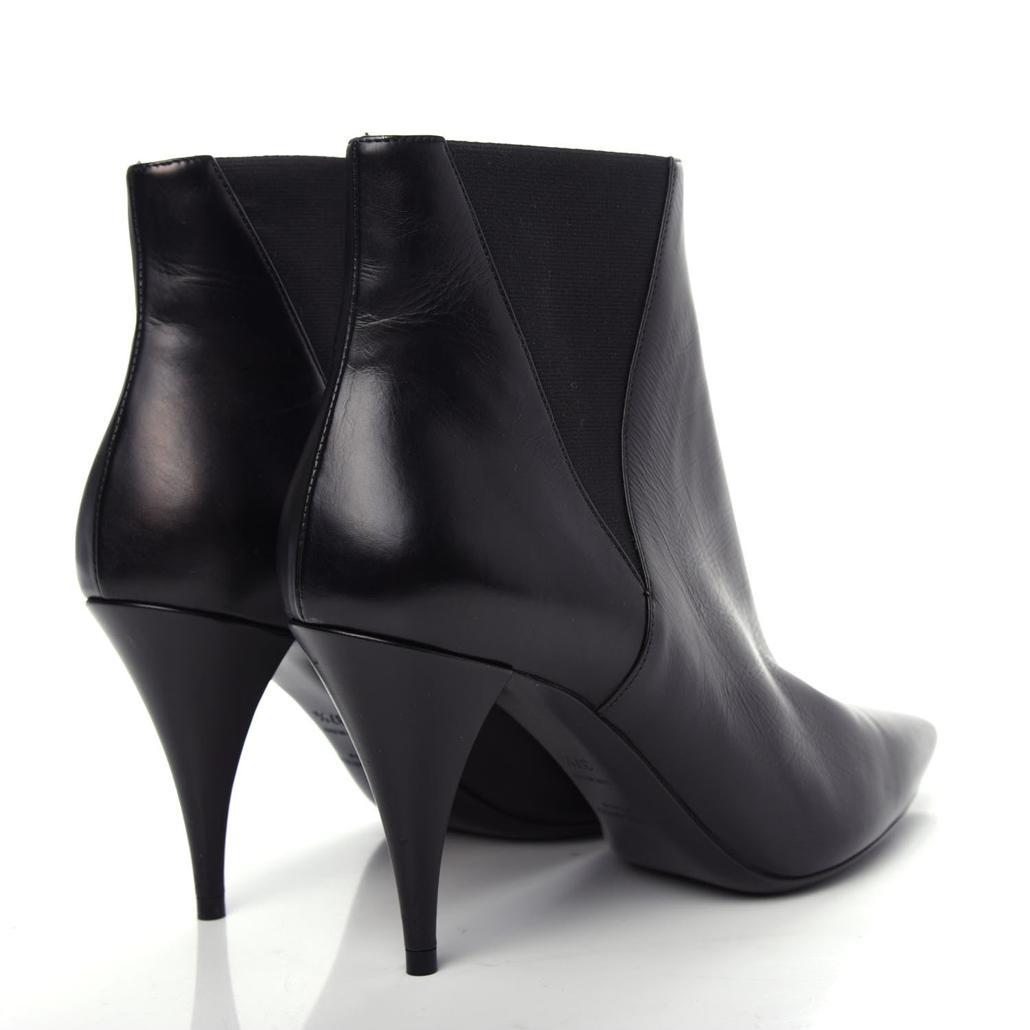 Saint Laurent Calfskin Kiki Chelsea Pointed Toe Ankle Boots 37.5 Black 4 of 9