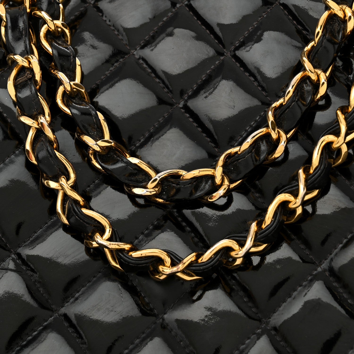 Chanel Patent Quilted Grand Shopping Tote GST Black 22 of 22