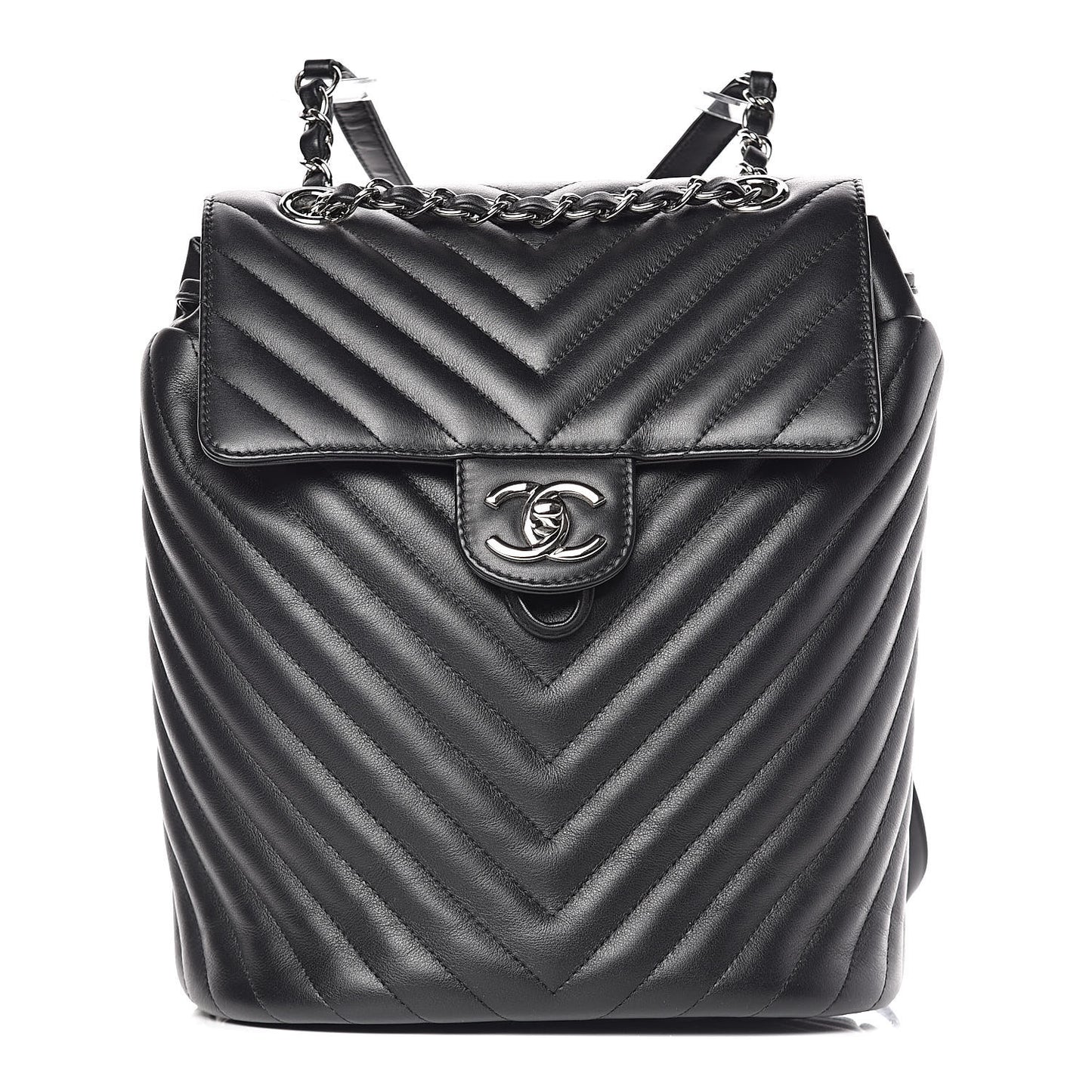 Calfskin Chevron Quilted Small Urban Spirit Backpack Black