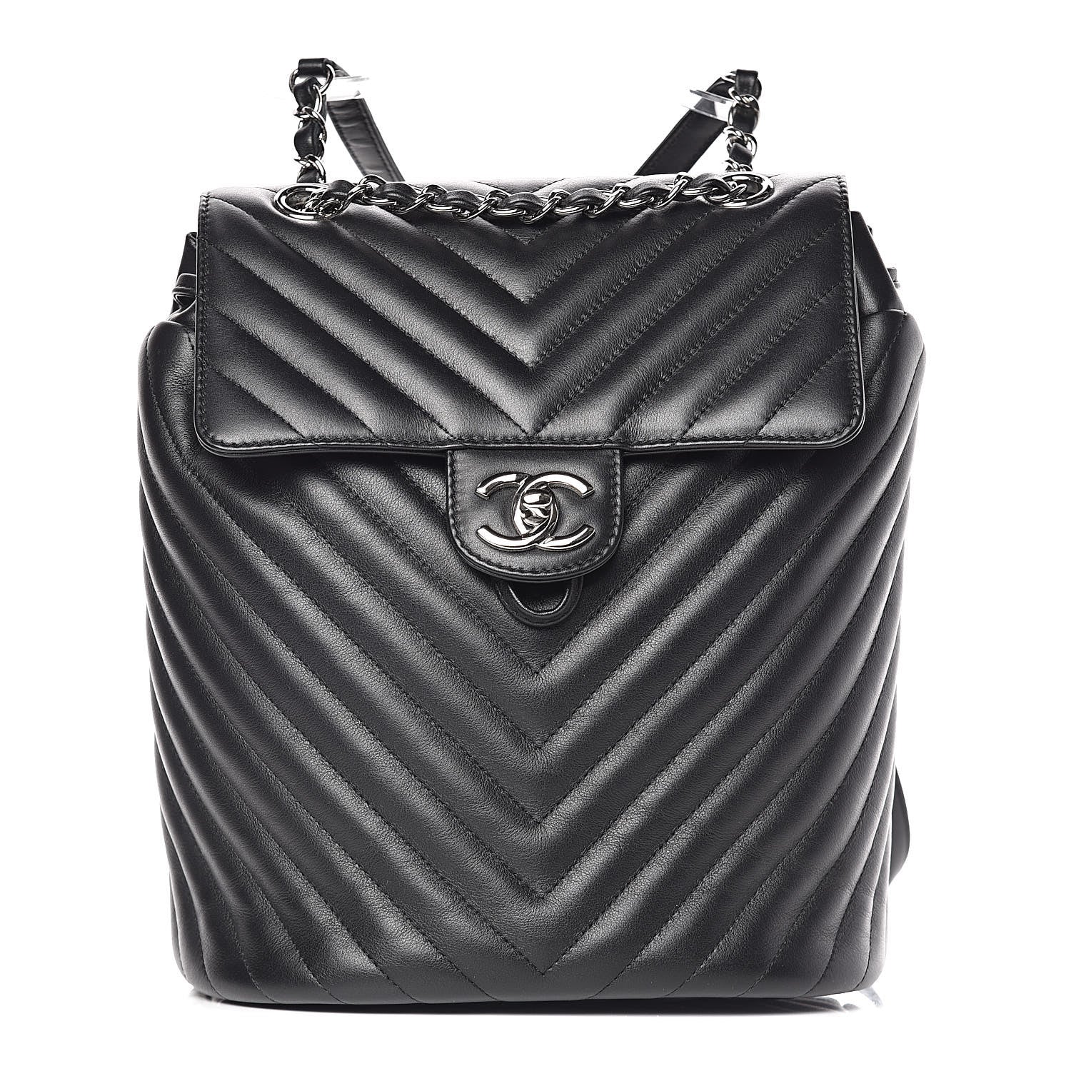 Chanel Calfskin Chevron Quilted Small Urban Spirit Backpack Black 1 of 13
