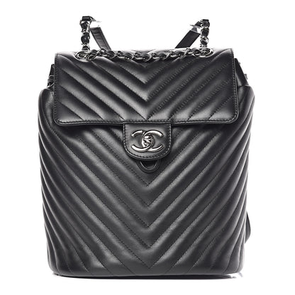 Chanel Calfskin Chevron Quilted Small Urban Spirit Backpack Black 1 of 13