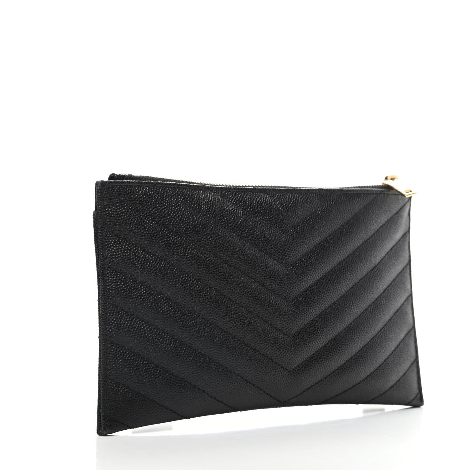 Saint Laurent Grain De Poudre Chevron Monogram Bill Pouch Black 3 of 6