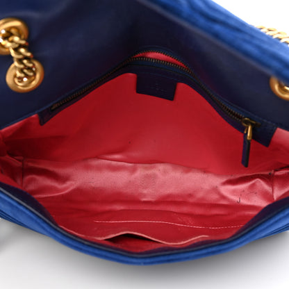 Gucci Velvet Matelasse Medium GG Marmont Shoulder Bag Cobalt Blue 5 of 23